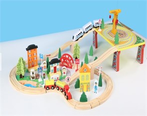 Деревянная железная дорога 78 деталей ZT-TR-001492